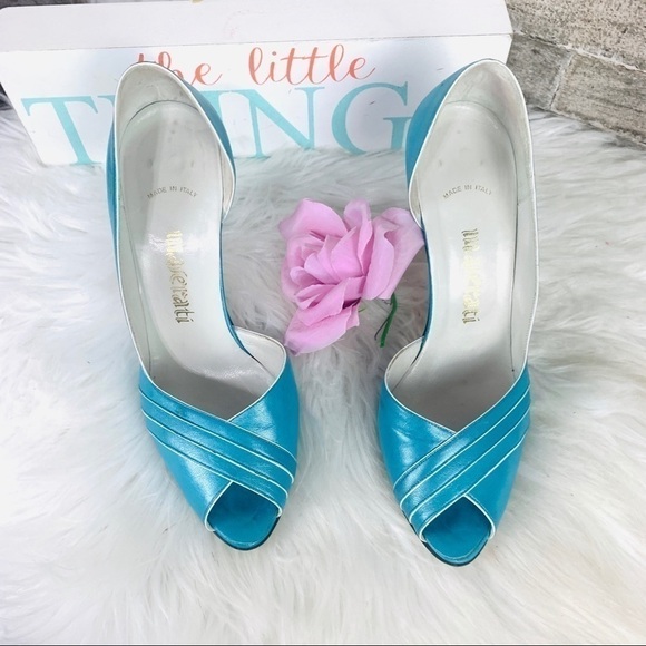 VTG Maserati Blue Cutout Heels 6.5B | Retro Glam, Coquette, Partycore Pumps - Picture 2 of 8